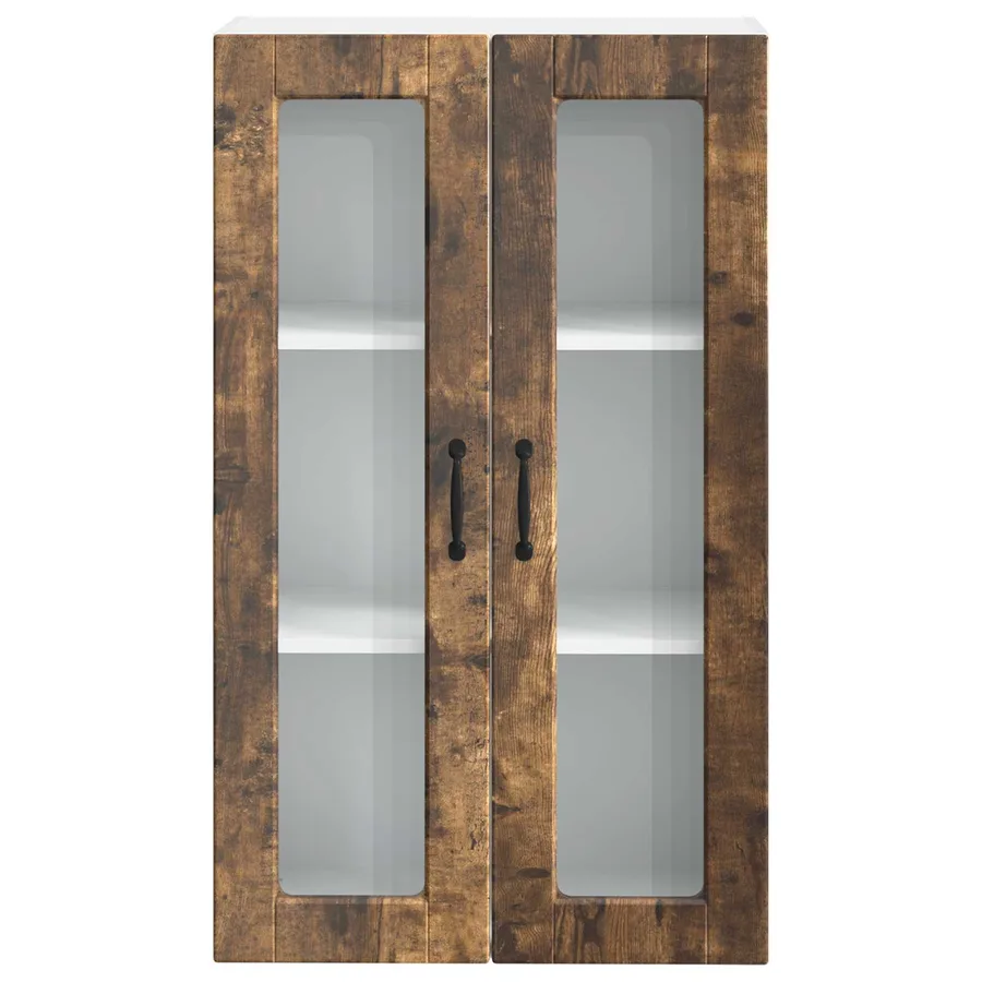 Cabinet en verre mural PORTO Chêne fumé 60 x 31 x 100 cm - 6