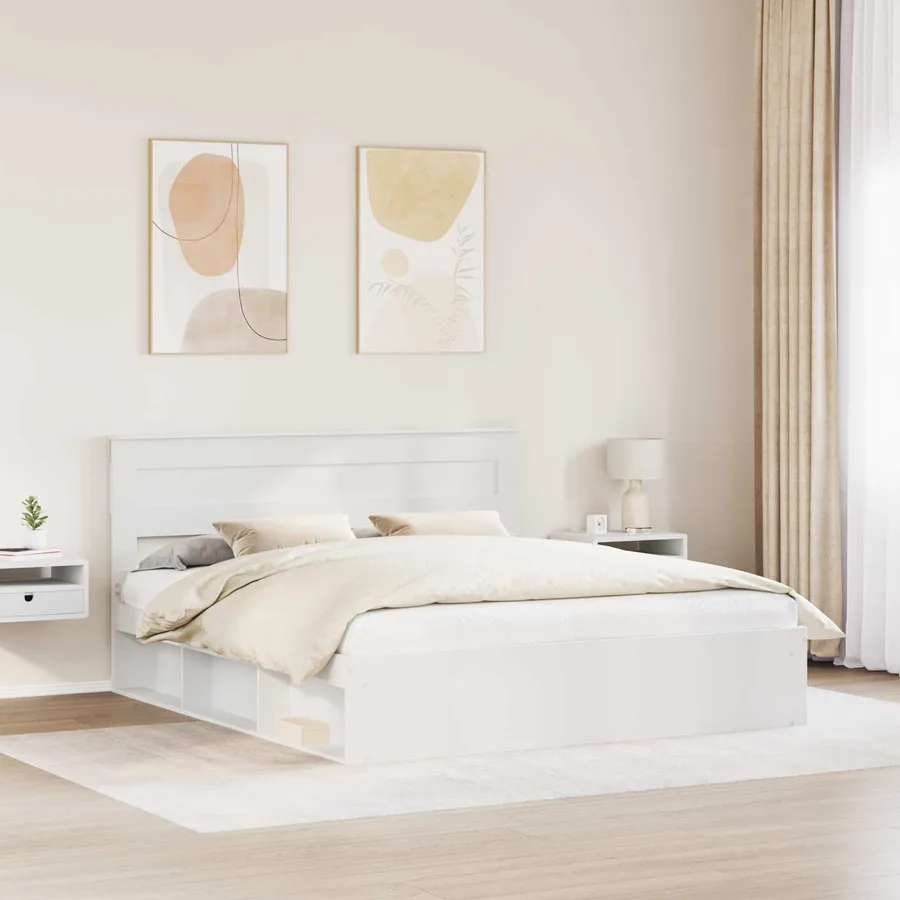 Cadre de lit Blanc 180 x 200 cm Bois de pin massif - 3