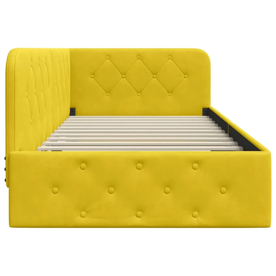 Cadre de lit d'angle Jaune 90 x 200 cm Velours - 6