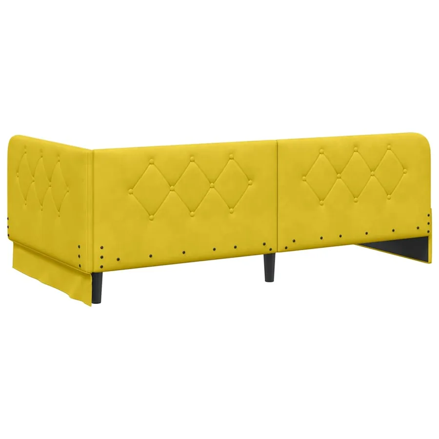 Cadre de lit d'angle Jaune 90 x 200 cm Velours - 7