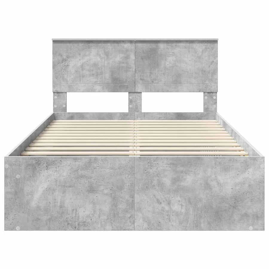 Cadre de lit avec tête de lit Béton 120 x 200 cm Pin massif - 7