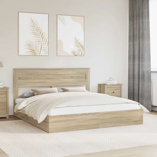 Lit de Rangement Chêne Sonoma 180 x 200 cm Bois d'ingénierie