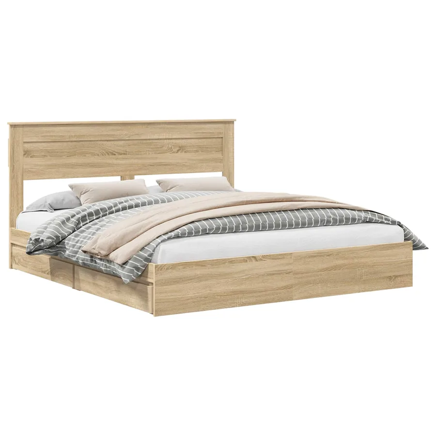Lit de Rangement Chêne Sonoma 180 x 200 cm Bois d'ingénierie - 2