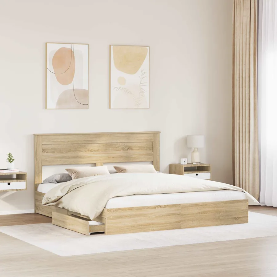 Lit de Rangement Chêne Sonoma 180 x 200 cm Bois d'ingénierie - 3