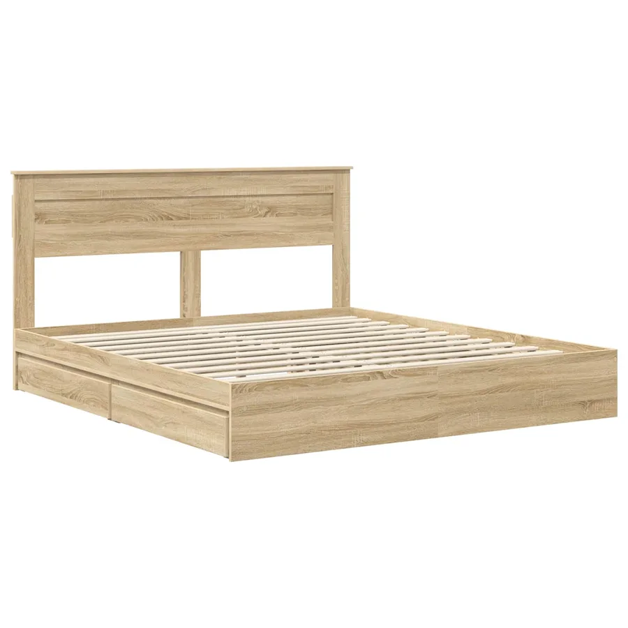 Lit de Rangement Chêne Sonoma 180 x 200 cm Bois d'ingénierie - 4