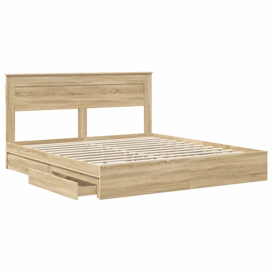 Lit de Rangement Chêne Sonoma 180 x 200 cm Bois d'ingénierie - 5