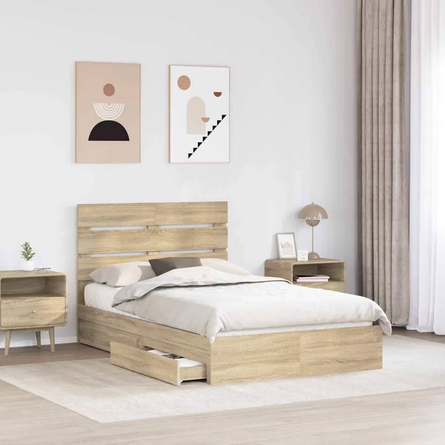 Lit de Rangement Chêne Sonoma 120 x 200 cm Bois d'ingénierie - 3