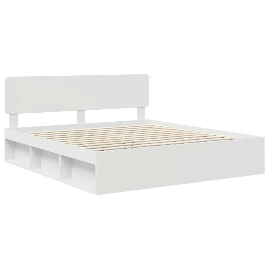 Cadre de lit avec tête de lit Blanc 200 x 200 cm Pin massif - 4