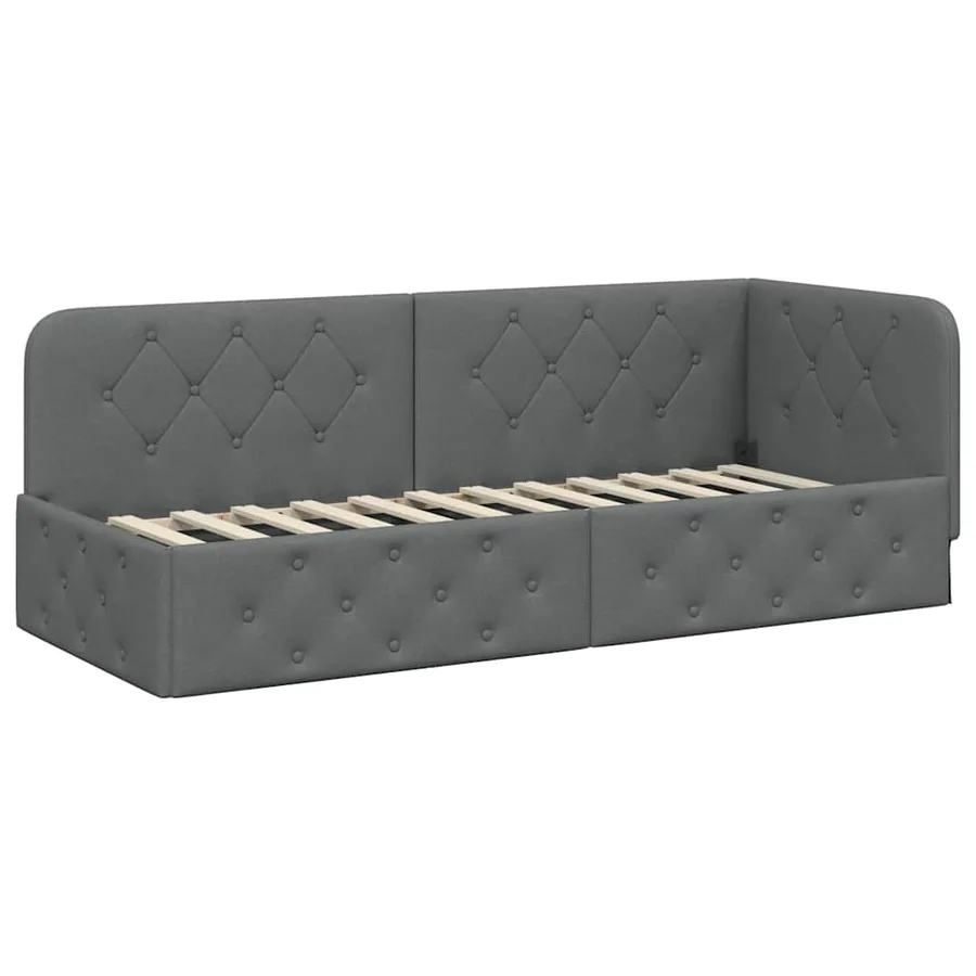 Cadre de lit d'angle Gris foncé 80 x 200 cm tissu - 2