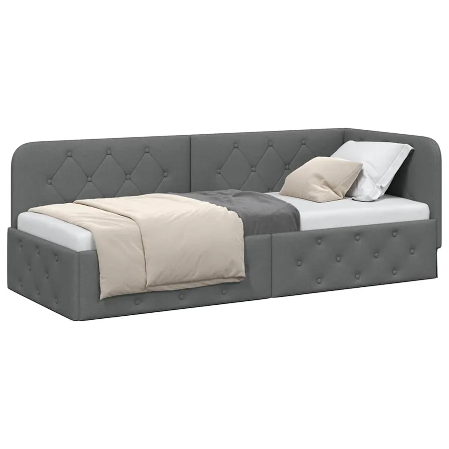 Cadre de lit d'angle Gris foncé 80 x 200 cm tissu - 3
