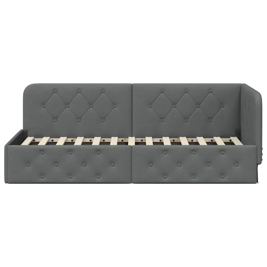 Cadre de lit d'angle Gris foncé 80 x 200 cm tissu - 5