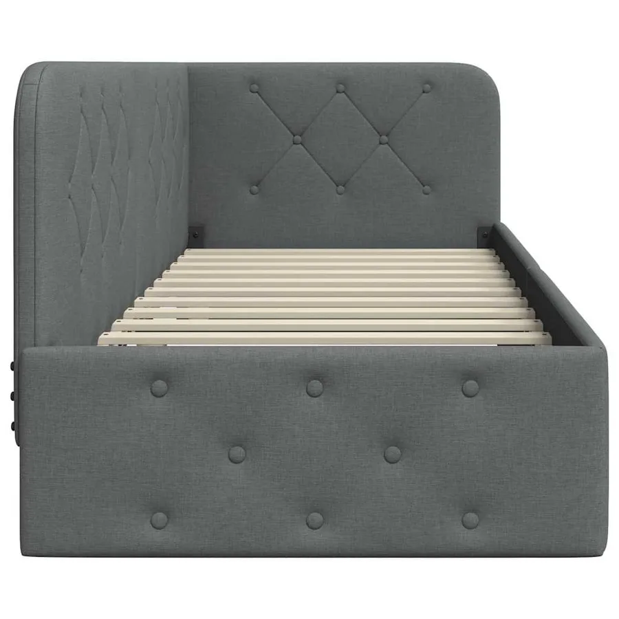 Cadre de lit d'angle Gris foncé 80 x 200 cm tissu - 6