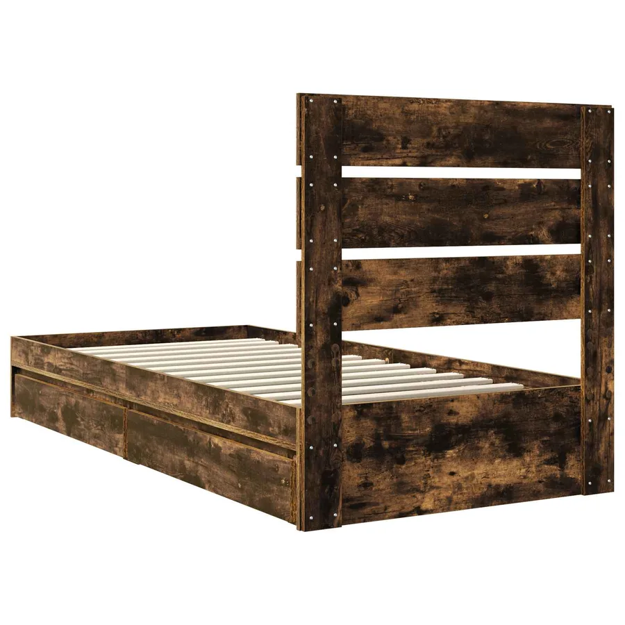 Lit de Rangement Chêne fumé 100 x 200 cm Bois d'ingénierie - 8