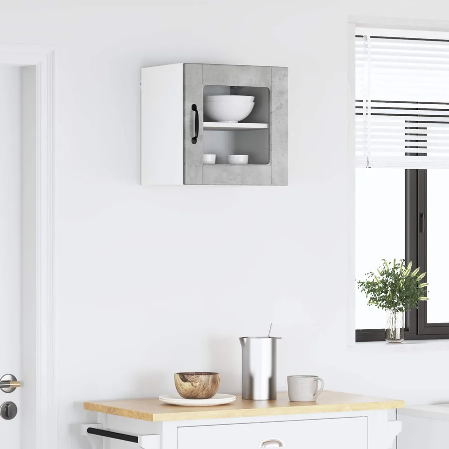 Cabinet en verre mural PORTO Gris béton 40 x 31 x 40 cm - 4