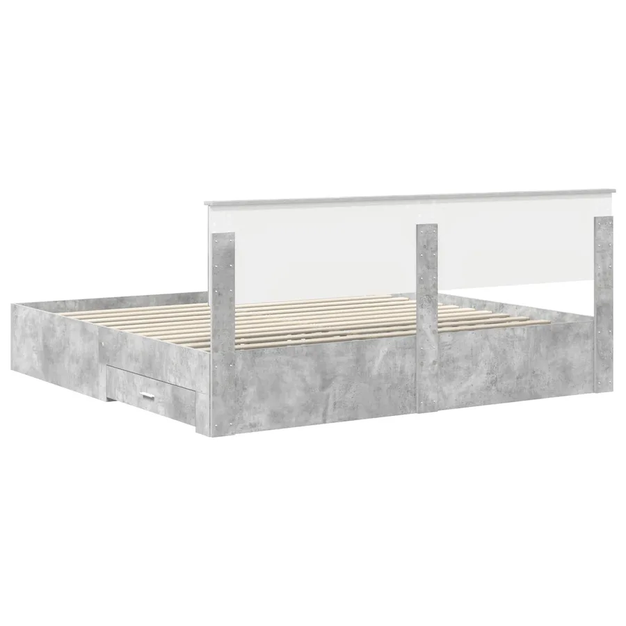 Cadre de lit Gris béton 200 x 200 cm Bois d'ingénierie - 10