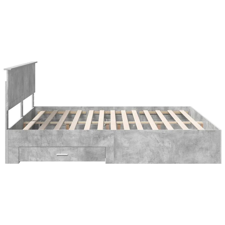 Cadre de lit Gris béton 200 x 200 cm Bois d'ingénierie - 9