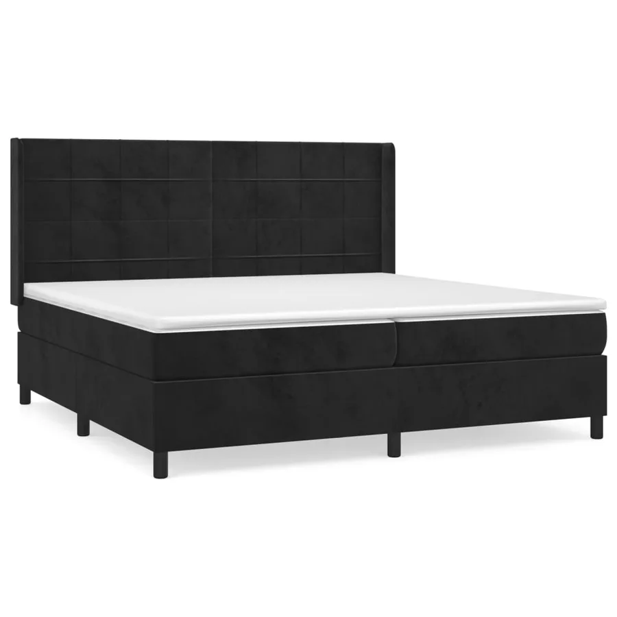 Sommier à lattes de lit et matelas Noir 200x200 cm Velours - 2