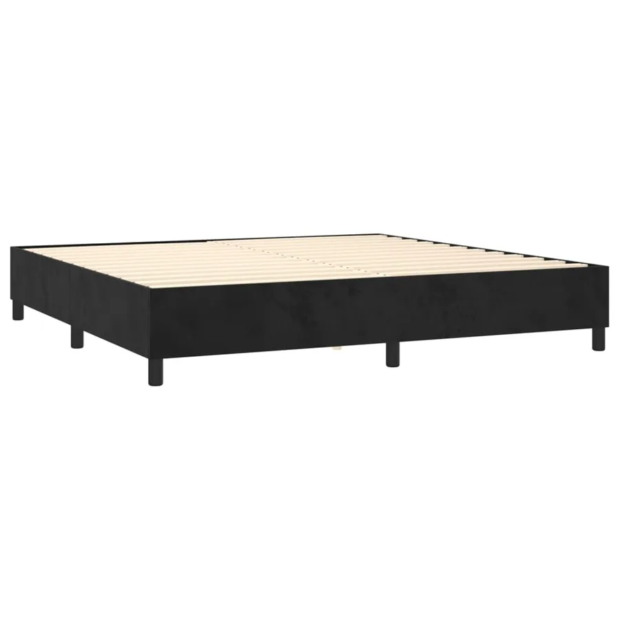 Sommier à lattes de lit et matelas Noir 200x200 cm Velours - 4