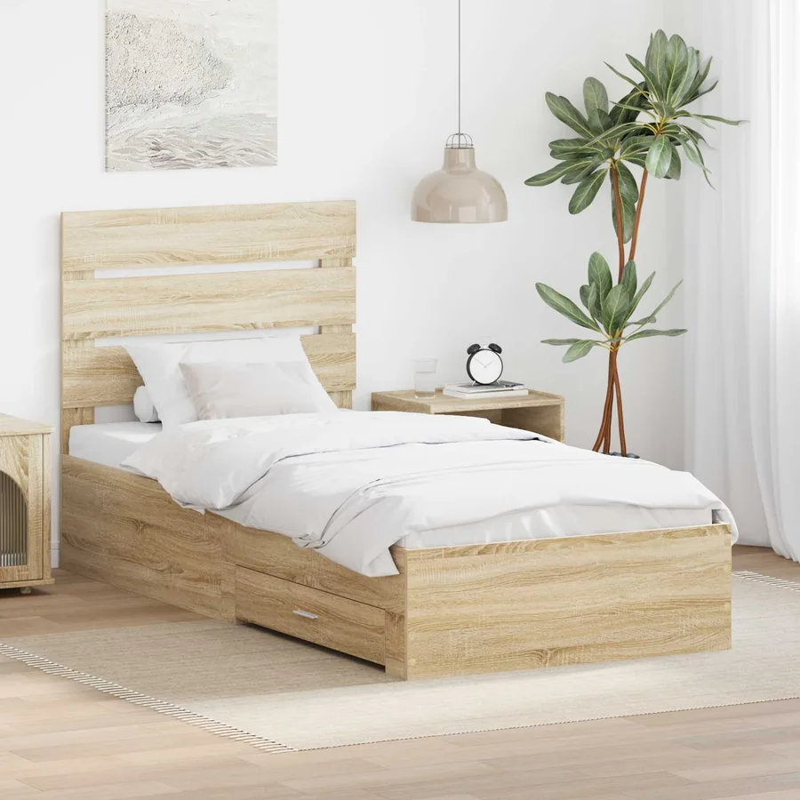 Cadre de lit Chêne Sonoma 100 x 200 cm Bois d'ingénierie