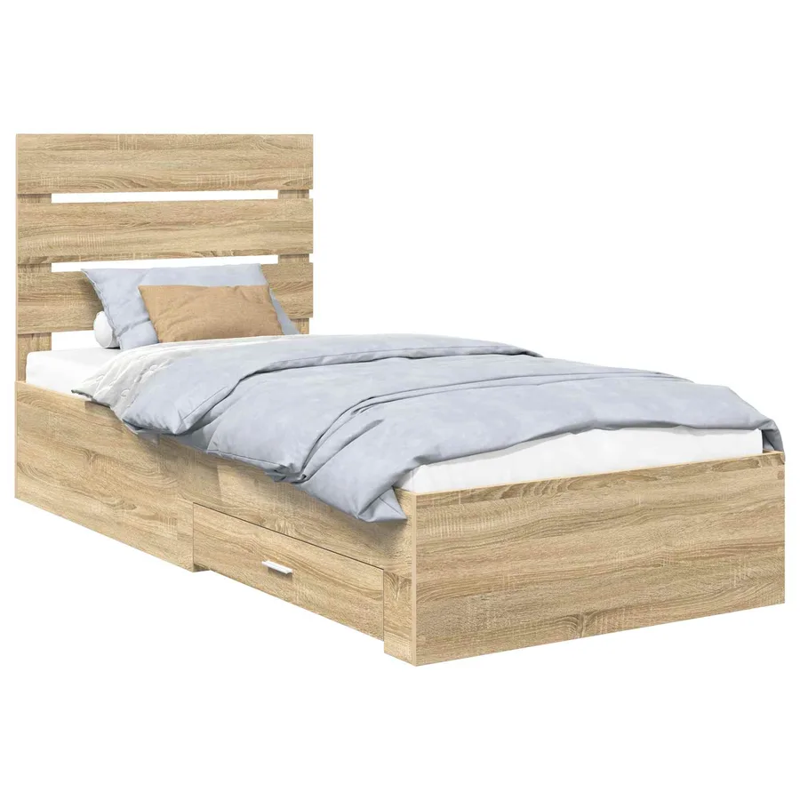 Cadre de lit Chêne Sonoma 100 x 200 cm Bois d'ingénierie - 2