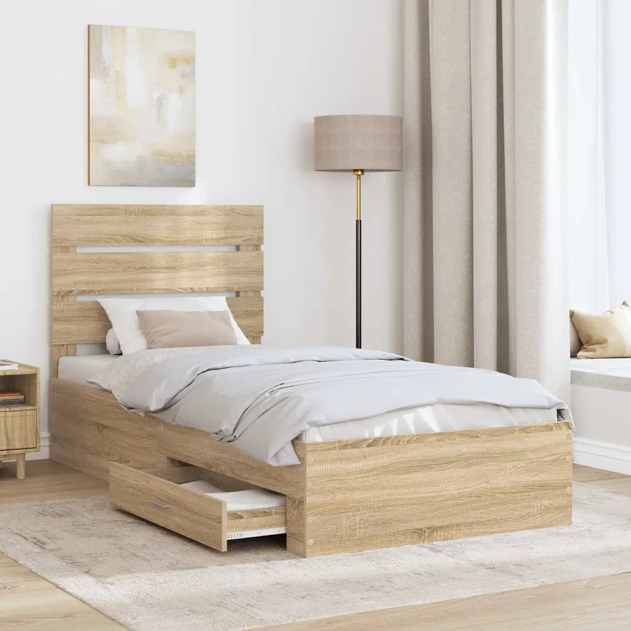 Cadre de lit Chêne Sonoma 100 x 200 cm Bois d'ingénierie - 3
