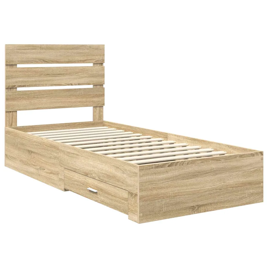 Cadre de lit Chêne Sonoma 100 x 200 cm Bois d'ingénierie - 4