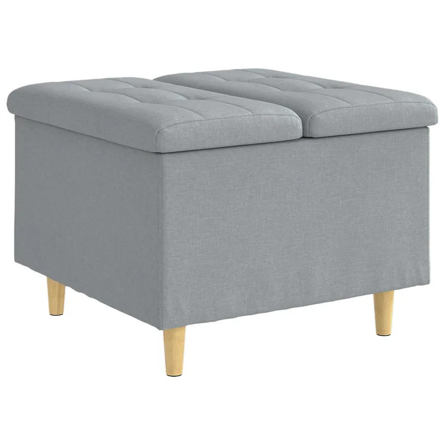 Pouf de rangement avec coussin Gris clair 60 x 60 x 45 cm tissu - 2