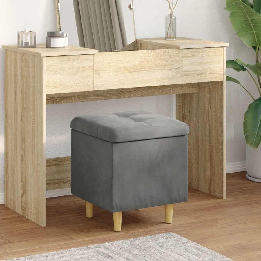 Pouf de rangement Gris foncé 40 x 40 x 45 cm Velours