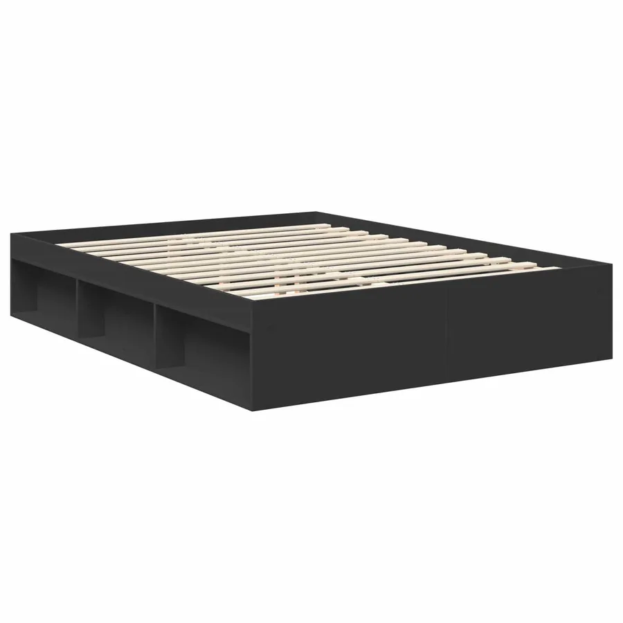 Cadre de lit Noir 150 x 200 cm Bois de pin massif - 5