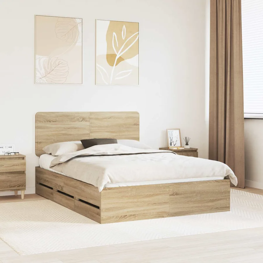 Cadre de lit Chêne Sonoma 150 x 200 cm Bois Ingénierie