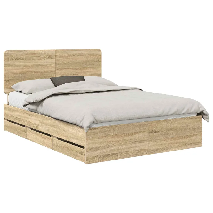 Cadre de lit Chêne Sonoma 150 x 200 cm Bois Ingénierie - 2