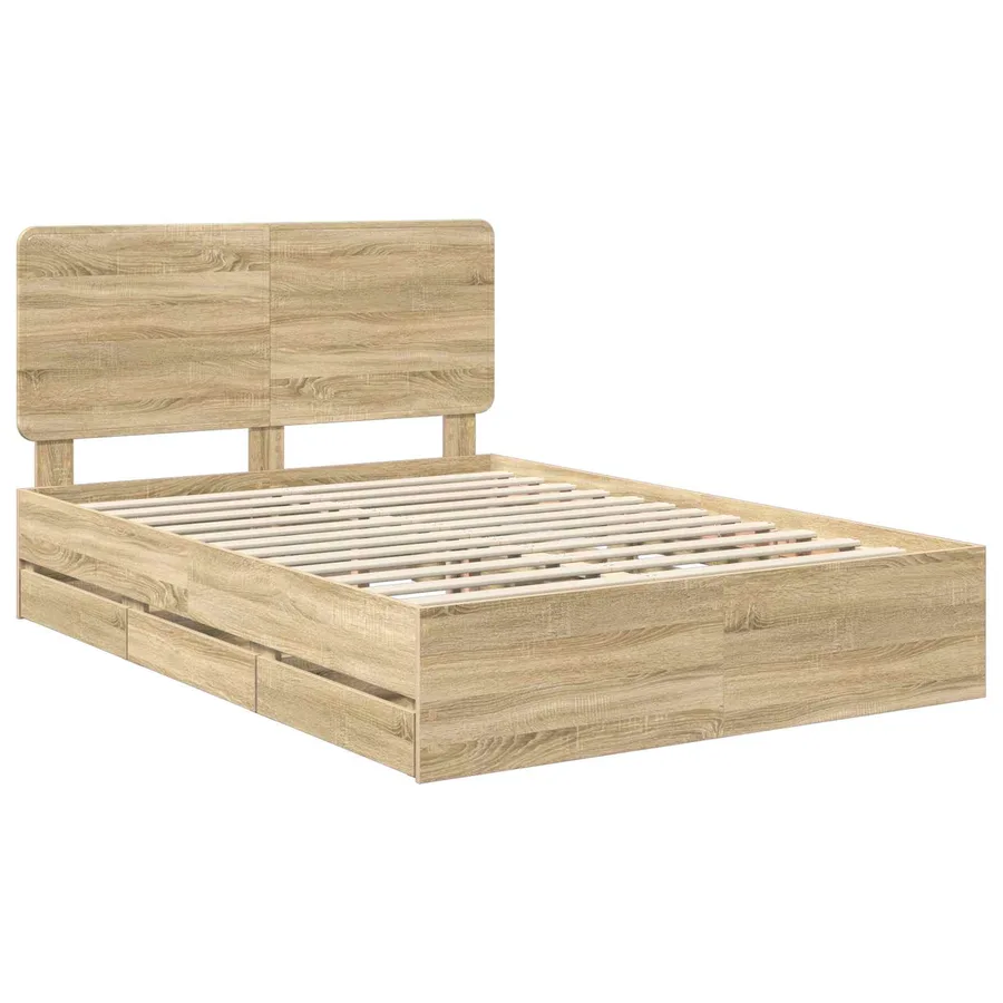 Cadre de lit Chêne Sonoma 150 x 200 cm Bois Ingénierie - 4
