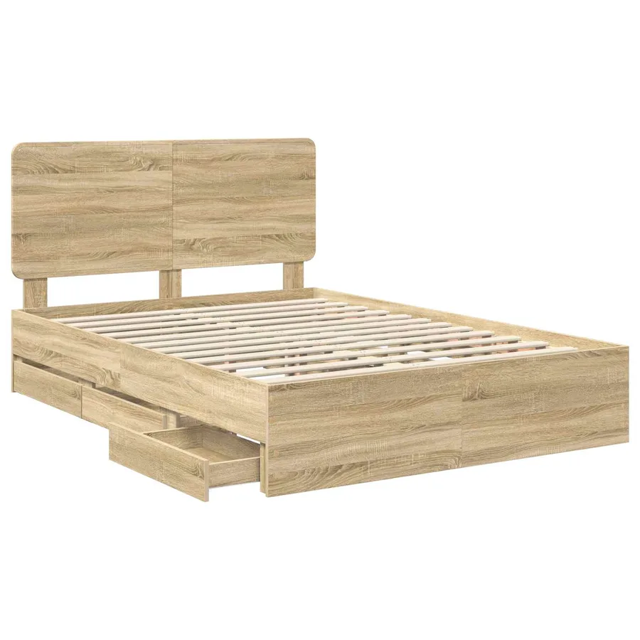 Cadre de lit Chêne Sonoma 150 x 200 cm Bois Ingénierie - 5