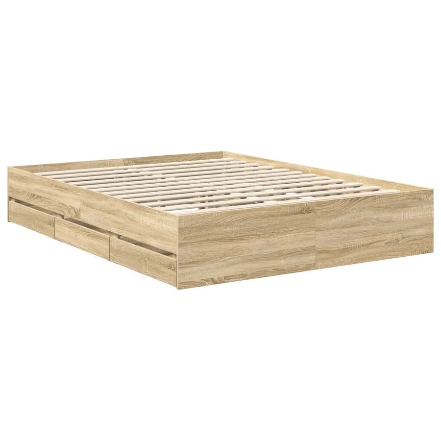 Cadre de lit Chêne Sonoma 150 x 200 cm Bois Ingénierie - 6
