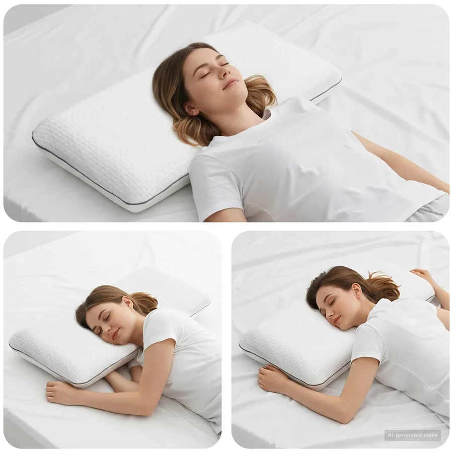 Coussin de sommeil Uni Blanc 70 x 40 x 14 cm Mousse de Gel