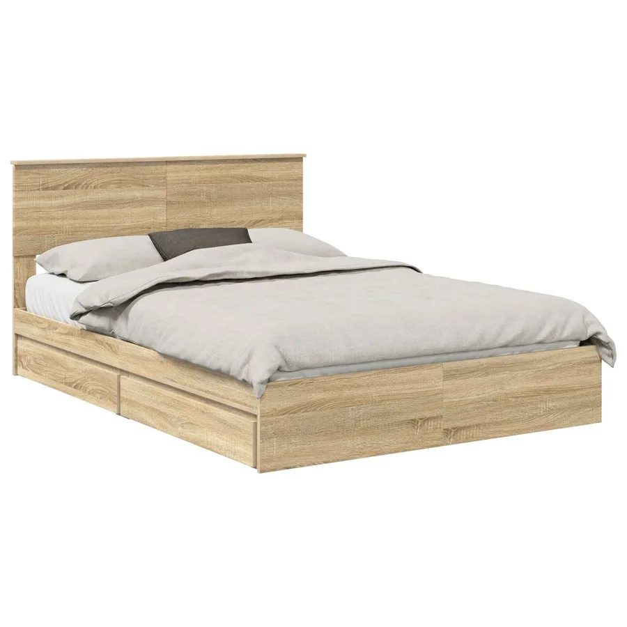 Lit de Rangement Chêne Sonoma 140 x 200 cm Bois d'ingénierie - 2