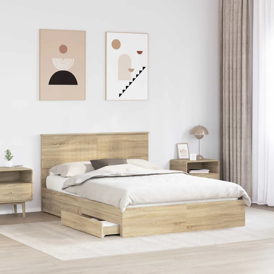 Lit de Rangement Chêne Sonoma 140 x 200 cm Bois d'ingénierie - 3