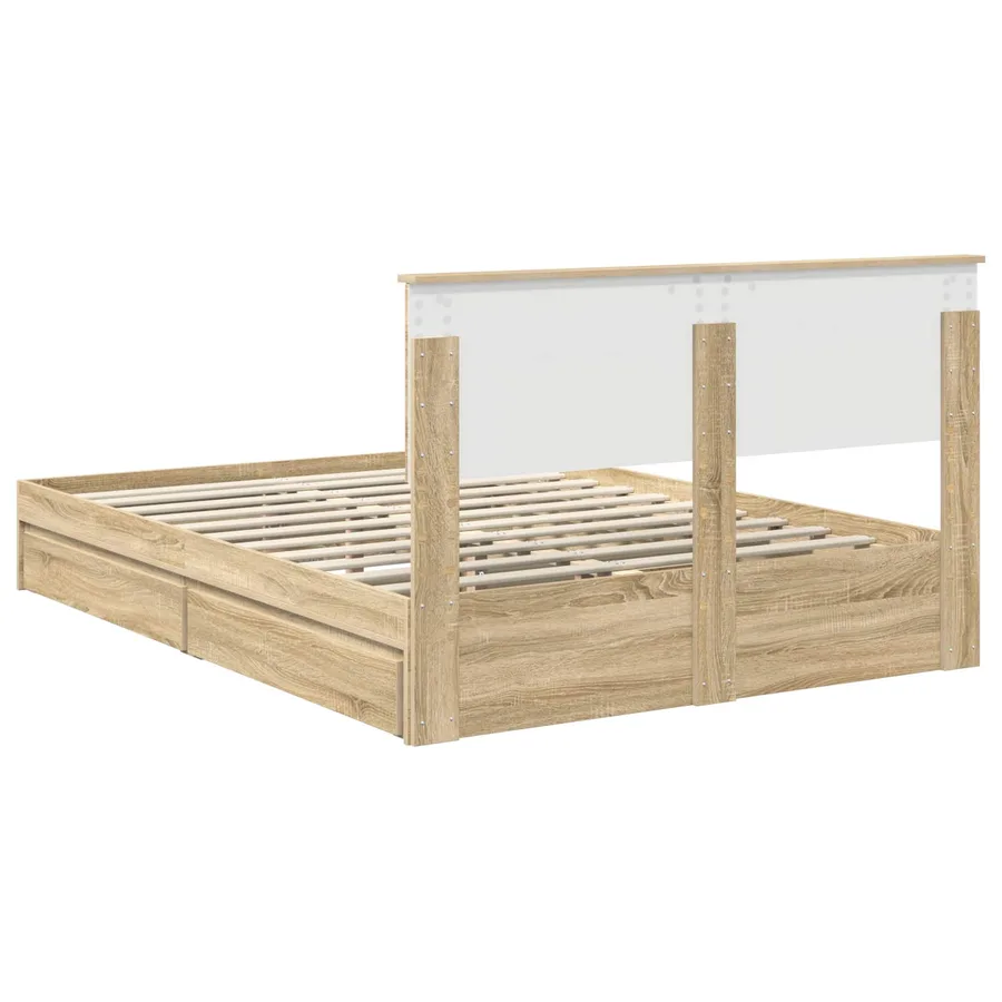 Lit de Rangement Chêne Sonoma 140 x 200 cm Bois d'ingénierie - 8