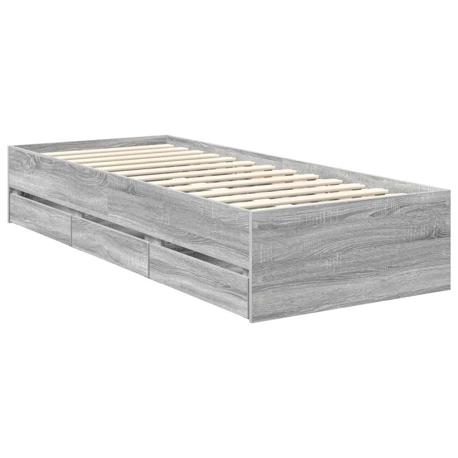 Cadre de lit Gris Sonoma 75 x 190 cm Bois d’ingénierie - 6