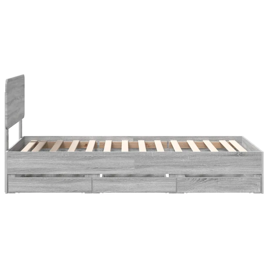 Cadre de lit Gris Sonoma 75 x 190 cm Bois d’ingénierie - 9
