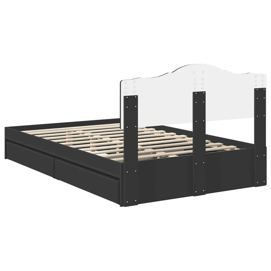 Lit de Rangement Noir 120 x 190 cm Bois d'ingénierie - 10