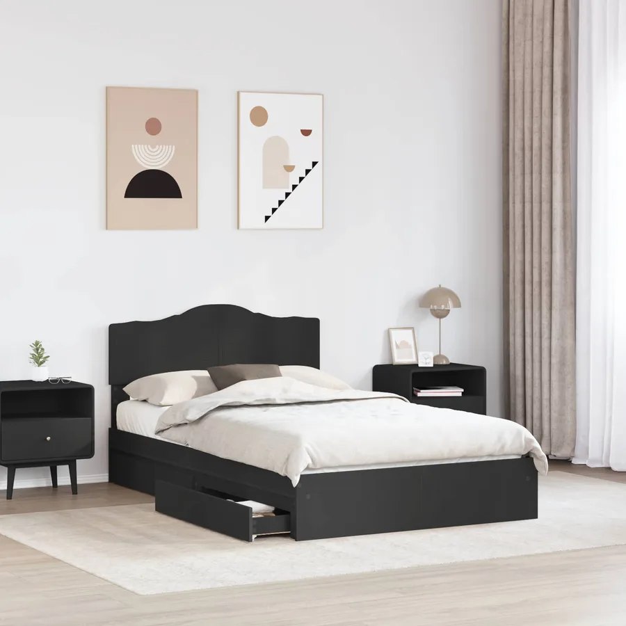 Lit de Rangement Noir 120 x 190 cm Bois d'ingénierie - 3