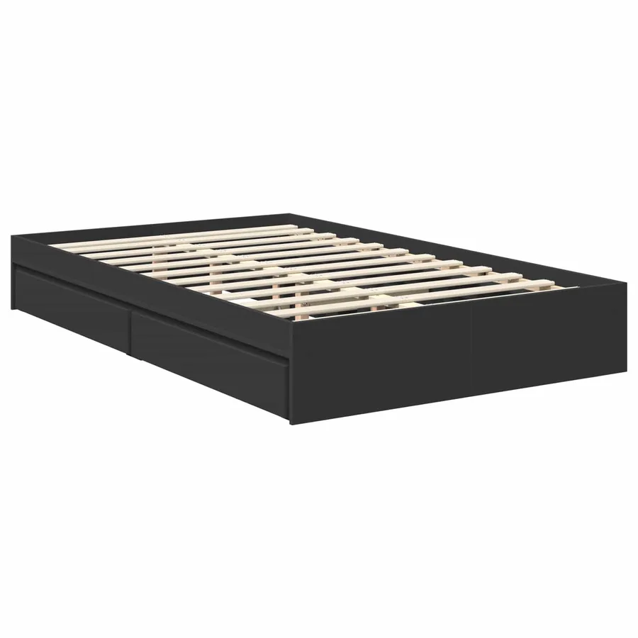 Lit de Rangement Noir 120 x 190 cm Bois d'ingénierie - 6