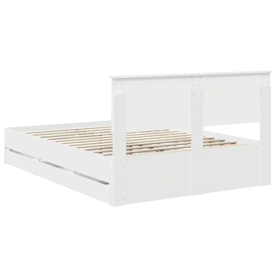 Cadre de lit avec tiroir Blanc 140 x 190 cm Bois Ingénierie - 10