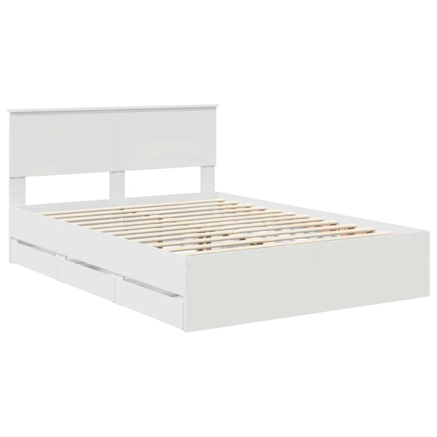 Cadre de lit avec tiroir Blanc 140 x 190 cm Bois Ingénierie - 4