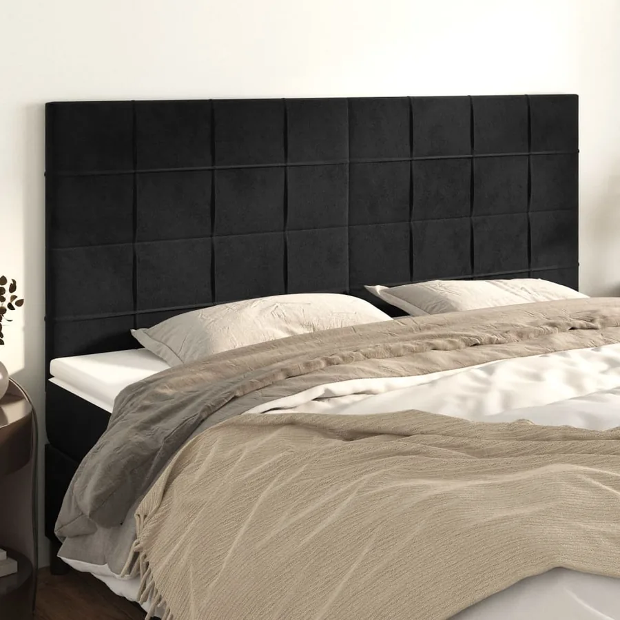 Tête de lit Noir 200x5x118/128 cm Velours