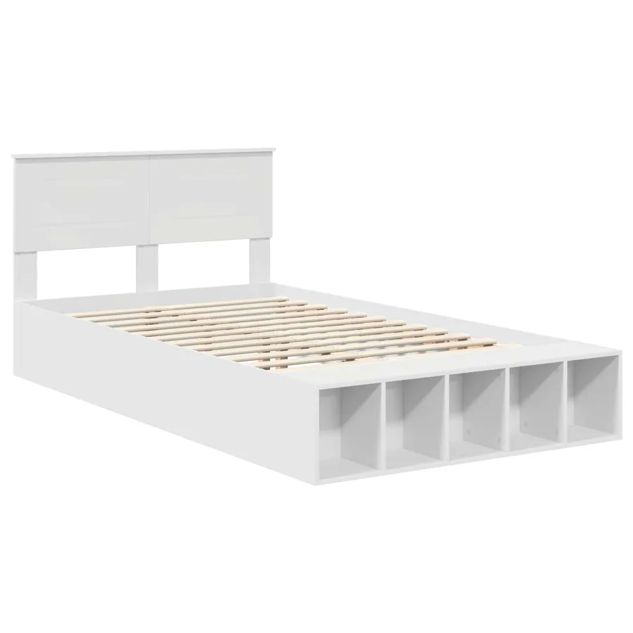 Cadre de lit avec étagère Blanc 135 x 190 cm Bois d'ingénierie - 4