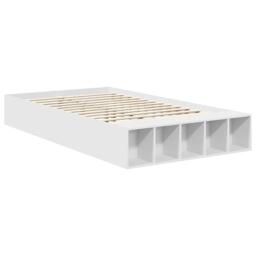 Cadre de lit avec étagère Blanc 135 x 190 cm Bois d'ingénierie - 5