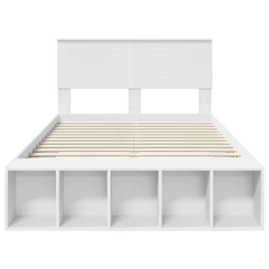 Cadre de lit avec étagère Blanc 135 x 190 cm Bois d'ingénierie - 7