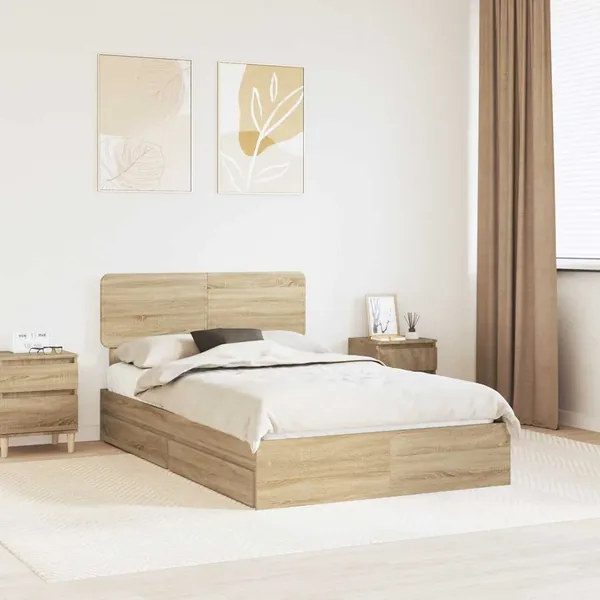 Lit de Rangement Chêne Sonoma 135 x 190 cm Bois d'ingénierie